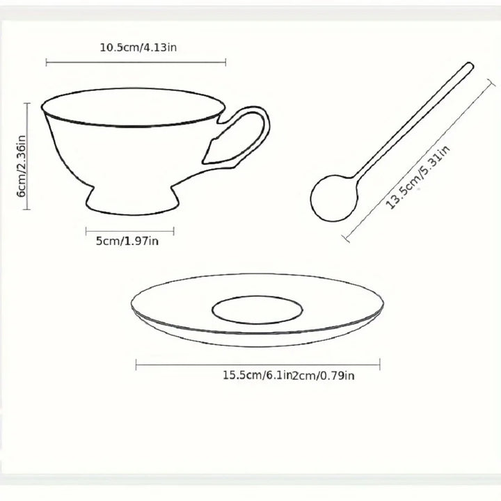 1 conjunto, xícara de chá e pires com colher, xícara de café de porcelana e prato pires, xícaras para café da manhã, chá da tarde, casa, jardim
